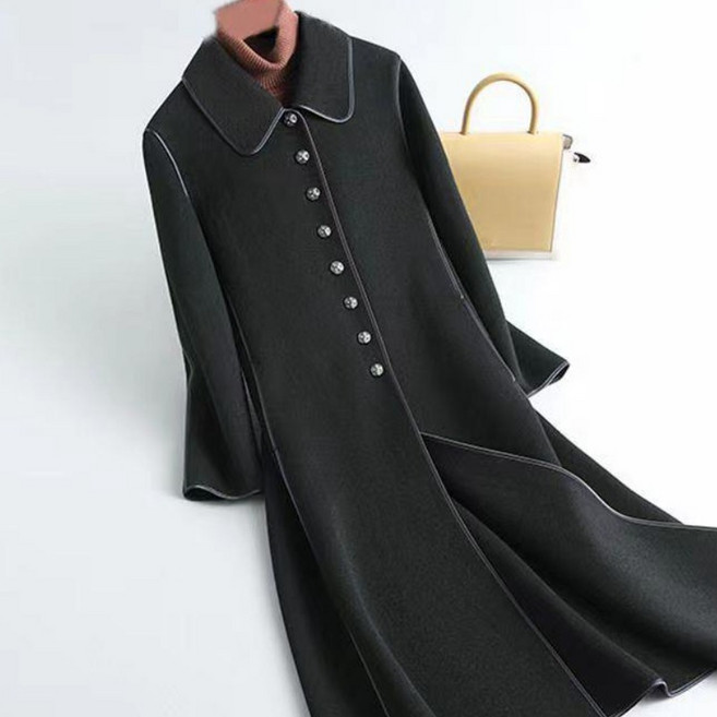 TIMEPURE 가을겨울 울혼방 모직 코트 여성용 빅사이즈 트렌치코트 슬림핏 슬리밍 트렌디 엘레강스 보온성 오피스룩 롱기장 롱 자켓 루즈핏 아우터 오버니 코트