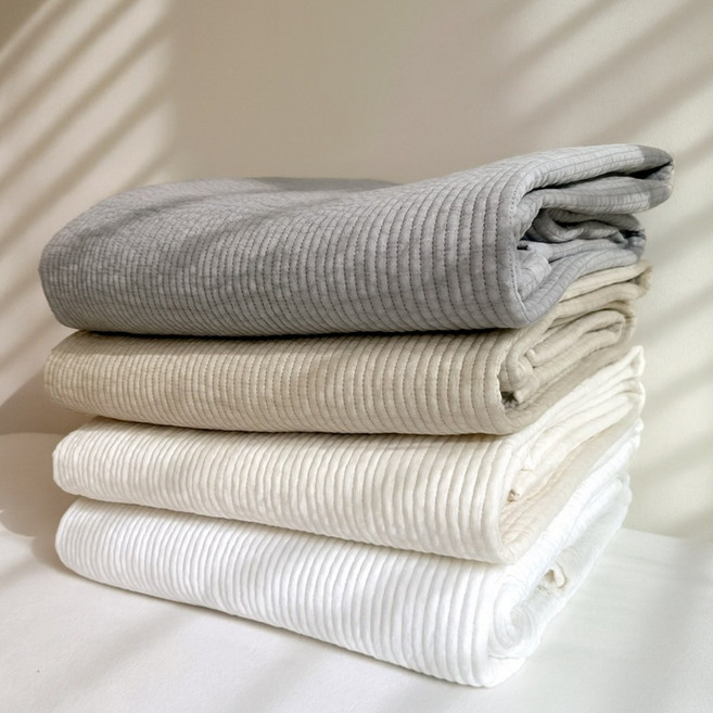 라온이브 순면 사계절 알러지케어 무형광 바이오워싱 누빔 일자 침대패드, 그레이