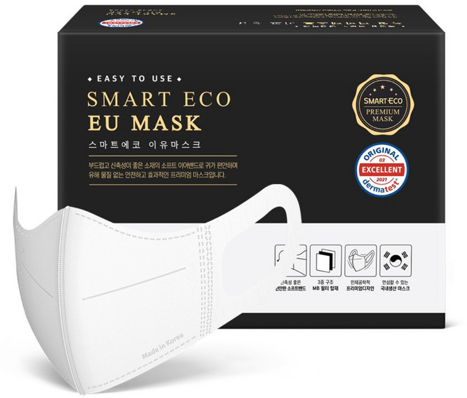 스마트에코 이유 성인용 화이트 50매 새부리형 국내생산 마스크, 1개