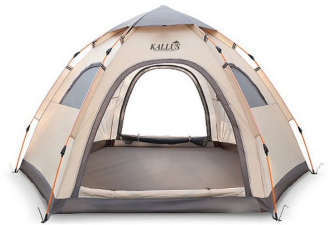칼루스 원터치 대형 육각텐트 8P, 칼루스 오토 육각텐트 8P 베이지, 육각텐트 8p 베이지