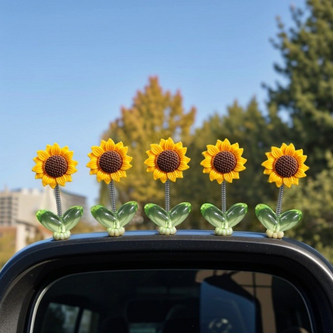 제이영스 흔들흔들 차량용 사무실 장식 소품 5P, 1세트, 해바라기