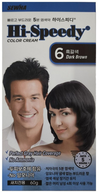 하이스피디 칼라크림 세화 하이스피디 염색약, 6호 흑갈색, 1개