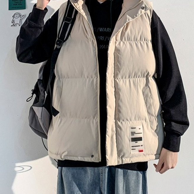 [퀸앤조이] 여성 겨울 오버핏 누빔 패딩 조끼 빅포켓 아우터 빅사이즈 데일리 캐주얼