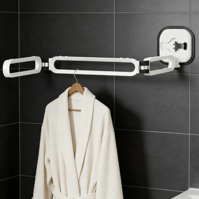 무타공흡착식빨래건조대 강력 흡착 건조대, 1개, 흰색