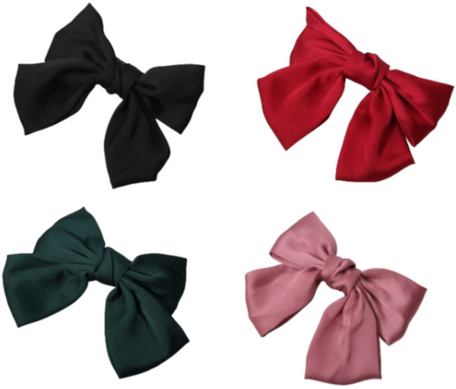 1+1+1+1 왕리본 고급 실크 새틴 머리핀 리본자동핀 4종세트