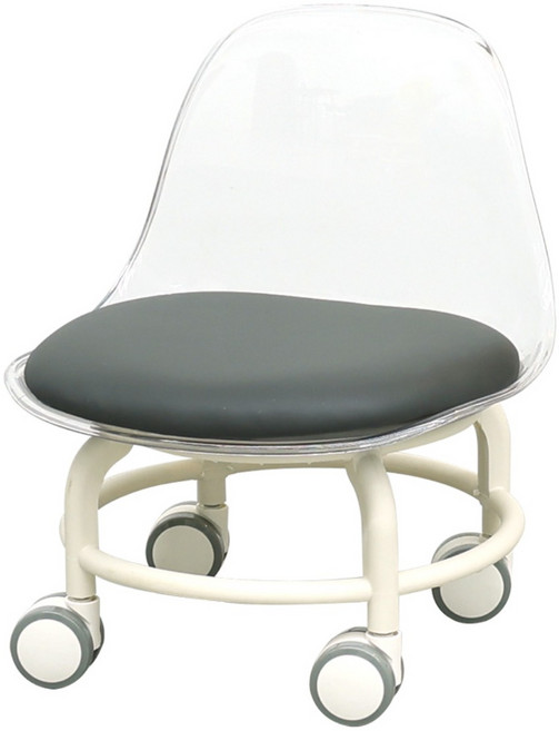 HK sell 귀요미 튼튼 투명 낮은 의자, 투명+그레이 쿠션, 1개