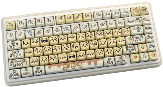 132키 우사기 PBT 키캡 염료 승화 공정 MOA 프로파일 MX축 호환 61/64/68/87/96/104/108 배열 키보드 지원, 세트, 노란색