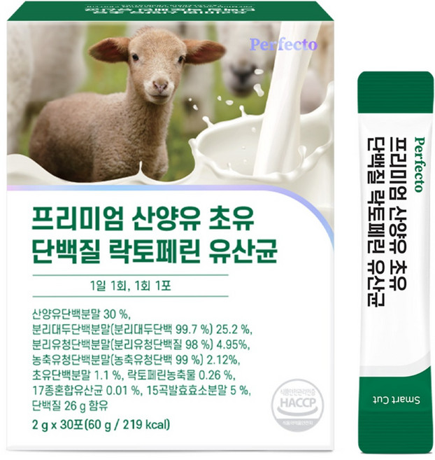 퍼펙토 프리미엄 산양유 초유 단백질 락토페린 유산균 30p, 60g, 1개