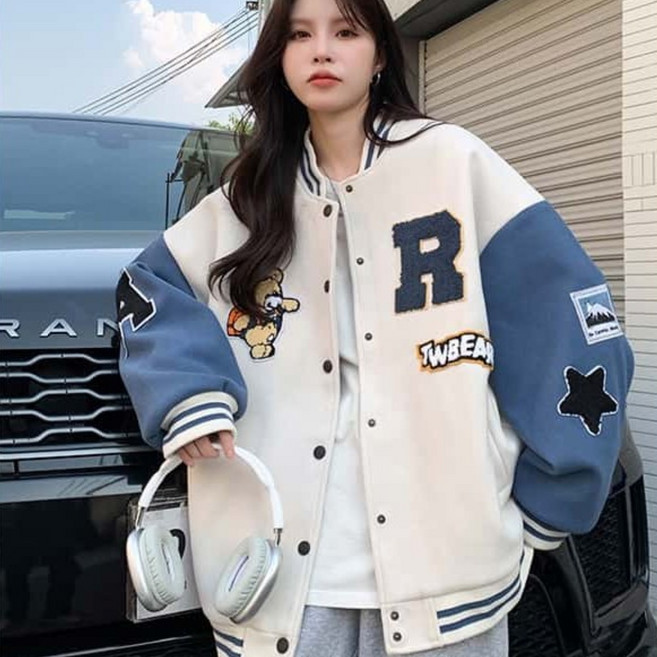 YioYcc 남녀 여유 있는 캐주얼 야구 유니폼 자켓 외투