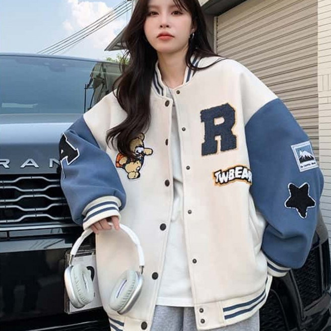 YioYcc 남녀 여유 있는 캐주얼 야구 유니폼 자켓 외투