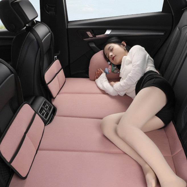 vsyoy 차량용 뒷좌석 침대 차박매트 확장 매트리스 차박시트 접이식 캠핑 여행용 침대, 핑크
