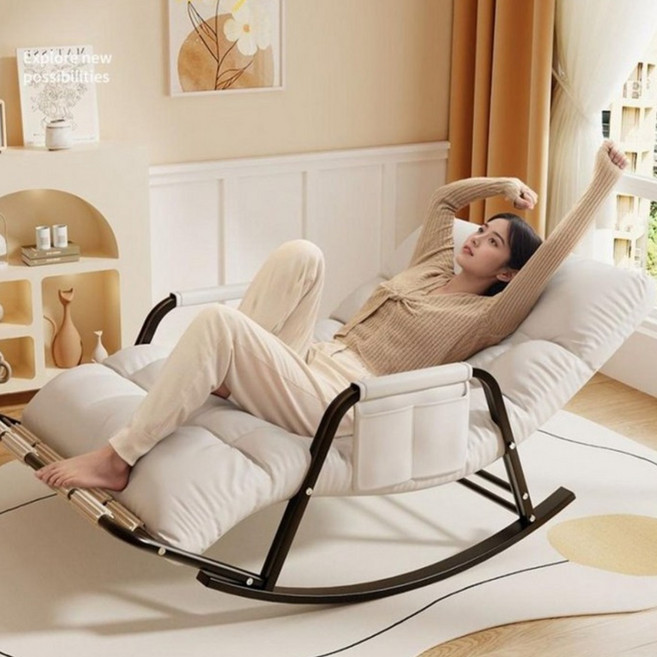 Lovfir 푹신하고편안한 흔들의자 1인용 스윙체어 다기능 편한거실의자, 1개, 화이트/1인용/폭63cm