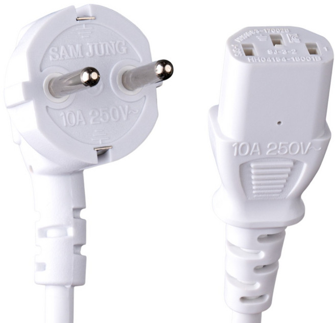 삼정 국산 AC 전원케이블 파워코드 화이트, 3m, 1개