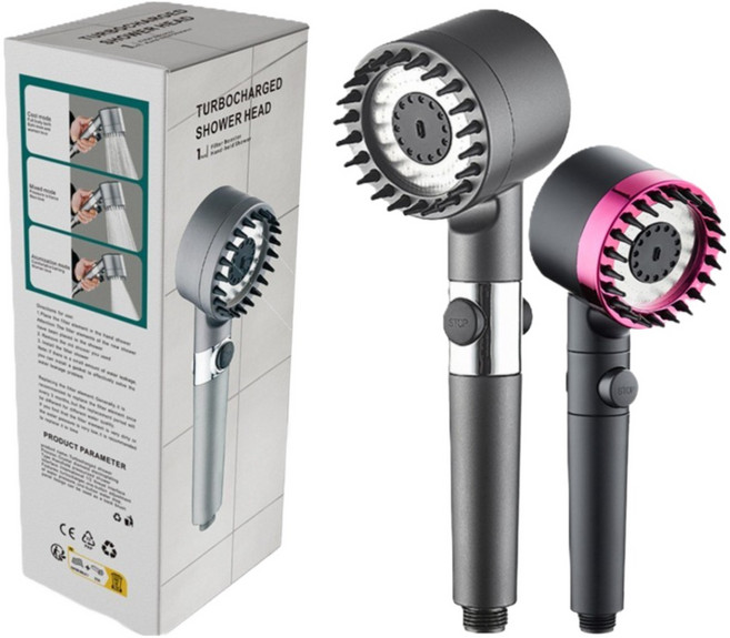 별난상점 3단 조절 원터치 스파 마사지 샤워기, 네온핑크(본품), 1개