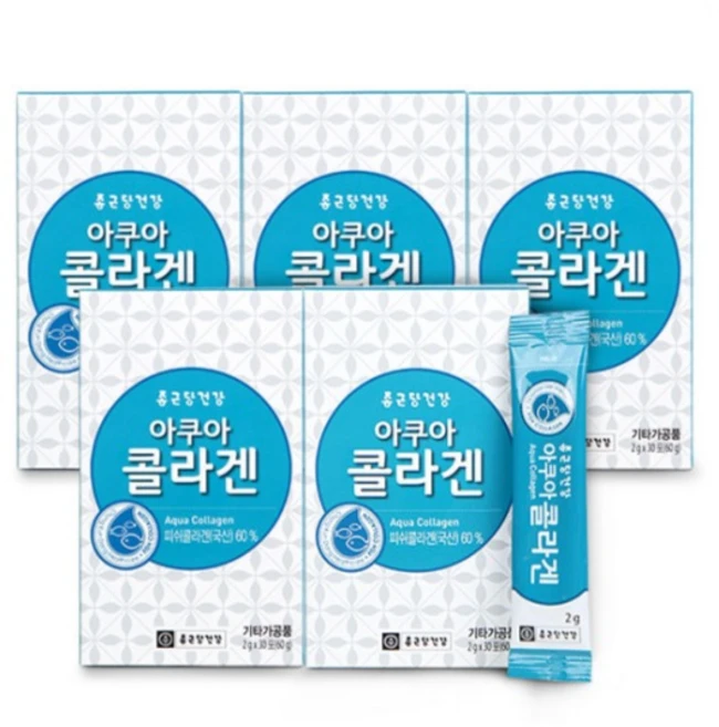 [신세계TV쇼핑]종근당건강 아쿠아 콜라겐 (2gX30포) 5박스(총5개월분), 60g, 5개 - 쿠팡