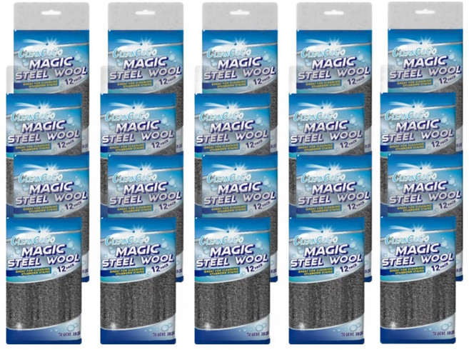 크린고고 매직스틸울 수세미 탄냄비 기름때 타일 스텐 자전거 자동차 유막 녹제거 일회용 철수세미, 2세트 20팩, 20개, 12개입
