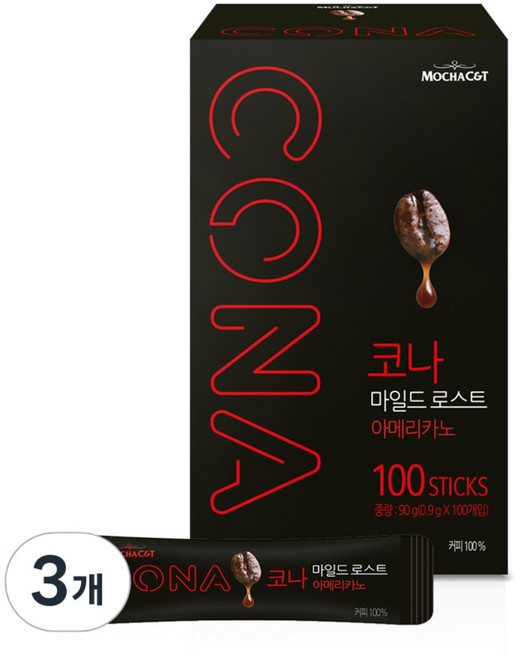 CONA 코나 마일드로스트 원두커피스틱, 900mg, 100개입, 3개