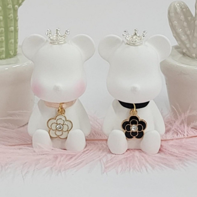 카멜리아 미니 베어 차량용 석고방향제 선물 인테리어 소품, 코코 마드모아젤, 카멜리아 미니 베어 세트(블랙&화이트), 코코 마드모아젤