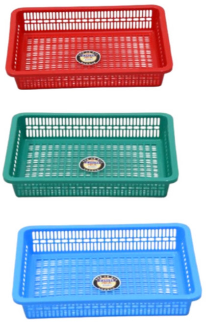 사각소쿠리 낮은형 플라스틱소쿠리 빨강 녹색 하늘 소쿠리 업소용 가정용 바스켓, 1개, 하늘색