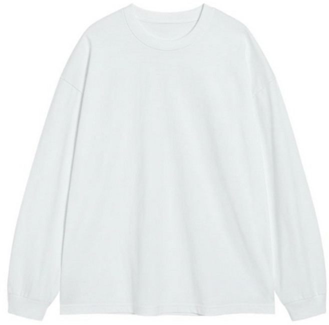 [남여공용] [1+1] 특양면100% 라운드 무지 도톰 긴팔티셔츠 레이어드 쭉티