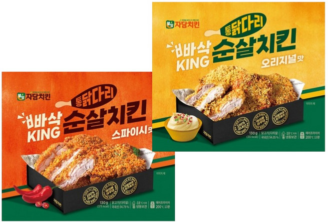 굽네 오븐바사삭 치킨 총 4팩 오리지널2팩+스파이시2팩, 130g, 1세트