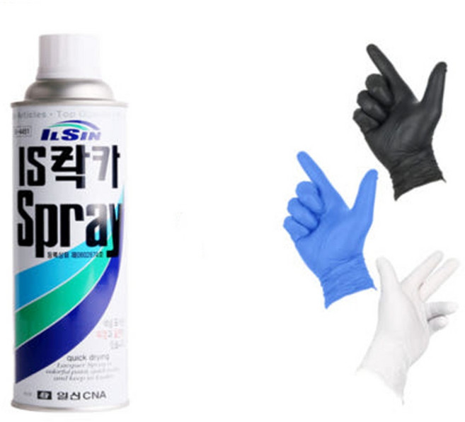 일신 락카 스프레이 페인트 낱개 전색상 니트릴 장갑 증정, 1개, 420ml, 무광백색