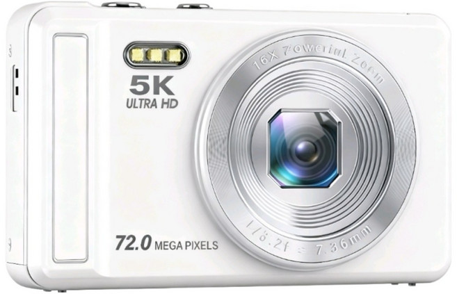 MOKIN 빈티지 디지털 카메라 DC068 4K DH 6400W 픽셀 + 64GB sd카드, 화이트