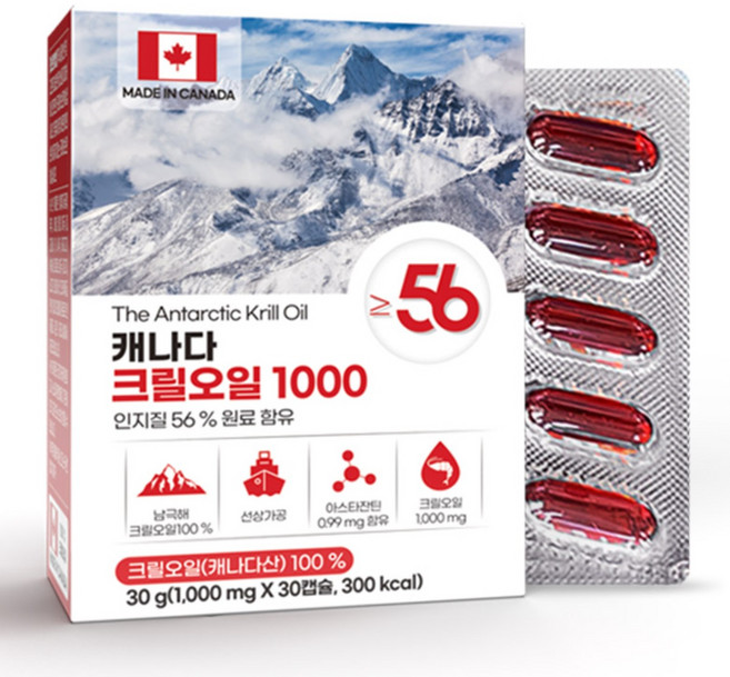 캐나다 크릴오일 1000 (1000mgx30캡슐), 30정, 1박스