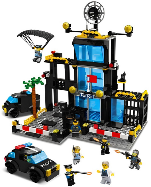 경찰서 도시 건물 조립 피규어 장난감 세트 SC44, 경찰 특공대 기지 세트, 1박스