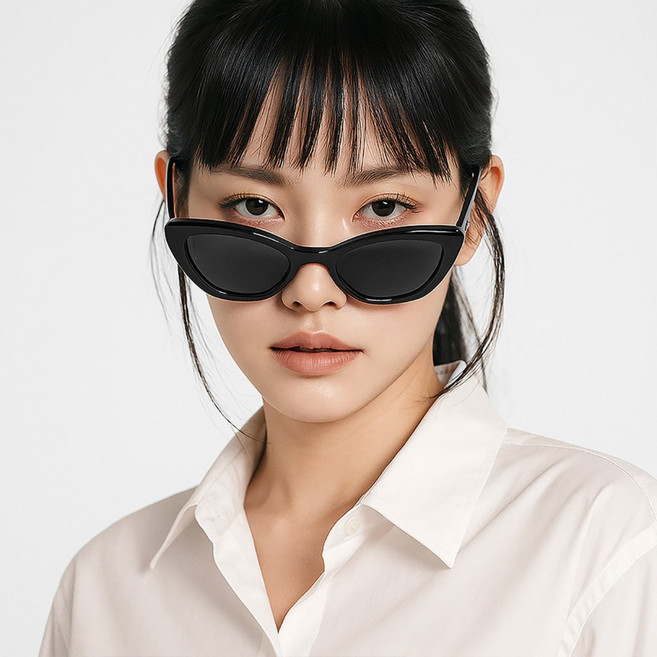 바닐라마카롱 캣츠아이 뿔테 선글라스 자외선 블루라이트 차단 안경 커트코베인 가벼운 긱시크 프레임 남녀공용 데일리 패션 소품 + 하드케이스 포함