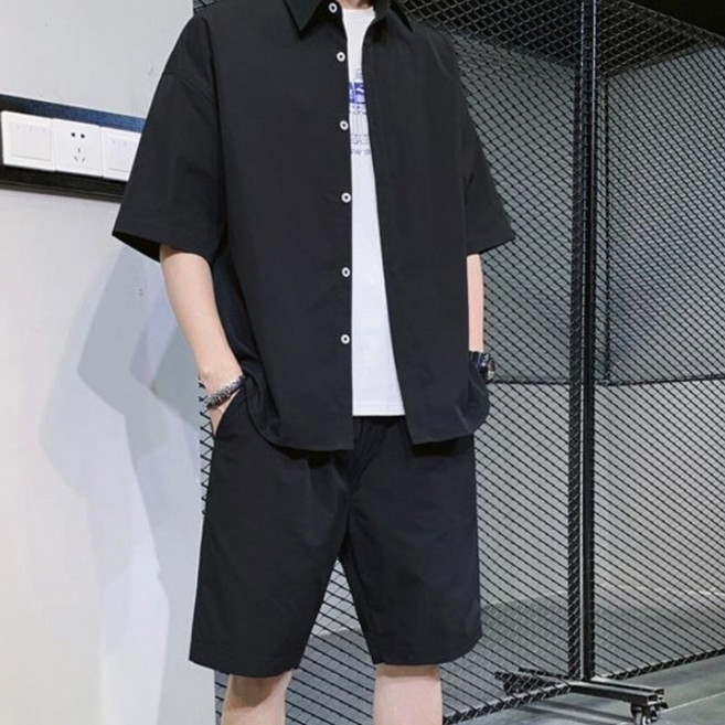 THE G&G반팔티 반바지 트레이닝 운동복 상하세트-BK