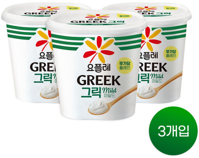빙그레 요플레 그릭마일드 무가당, 3개, 900g
