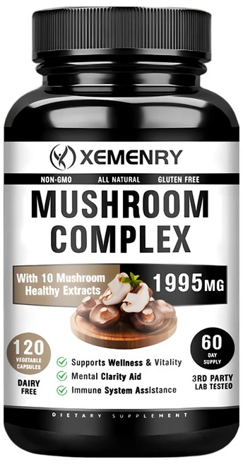 프리미엄 버섯 복합 추출물 동충하초 영지버섯 표고버섯 사자갈기버섯 메타케 차가버섯 면역력 강화 항산화 효과 두뇌 건강 에너지 증진 천연 성분, 1개, 60정 - 쿠팡