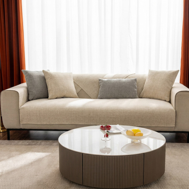 Olivet 린넨 쇼파패드 여름 시원한 통기성 미끄럼방지 70X150