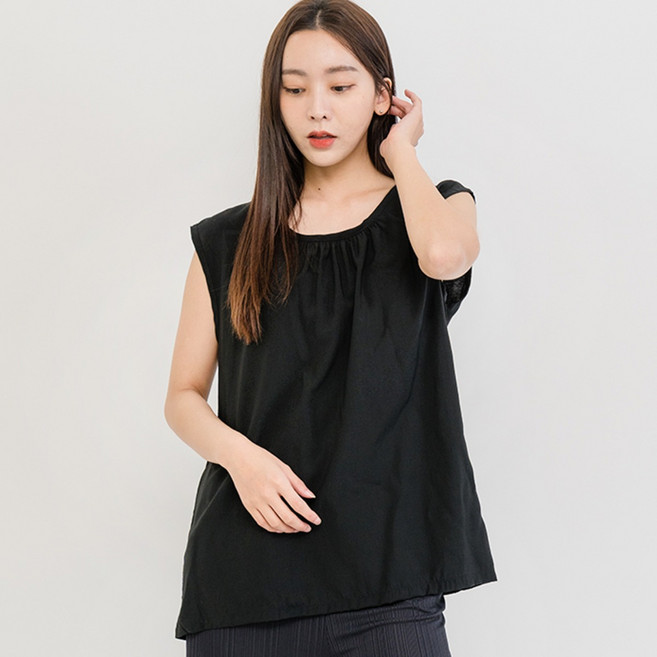 1+1(2장 묶음) 이라인 2413 그린인견 나시 티셔츠 블라우스 빅사이즈