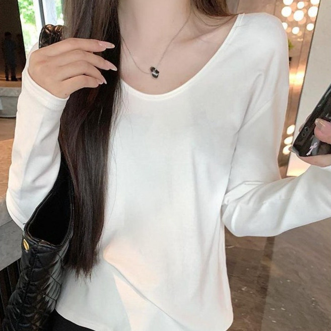 릴리제인 여성용 유넥 루즈핏 긴팔 티셔츠