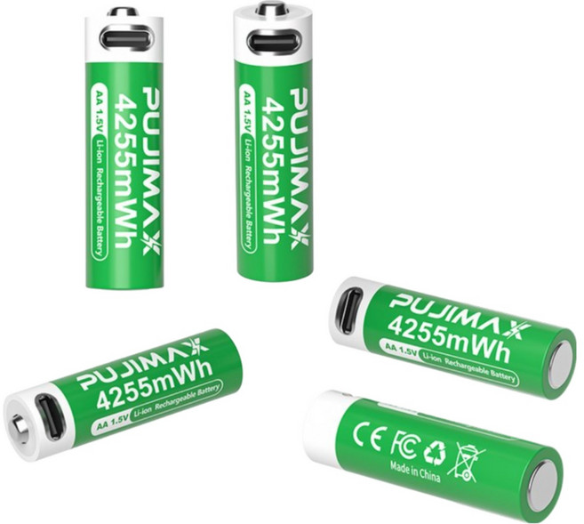 PUJIMAX 가전 가구용 AA 1.5V 건전지 4255mWh TYPE-C 직접 충전 리튬배터리, 1개, 4개입