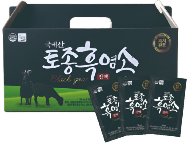 [웰스앤헬스]국내산 토종 흑염소진액 자연방목 흑염소 엑기스 보약 기력회복 건강즙 (추가 5포증정), 70ml, 30개