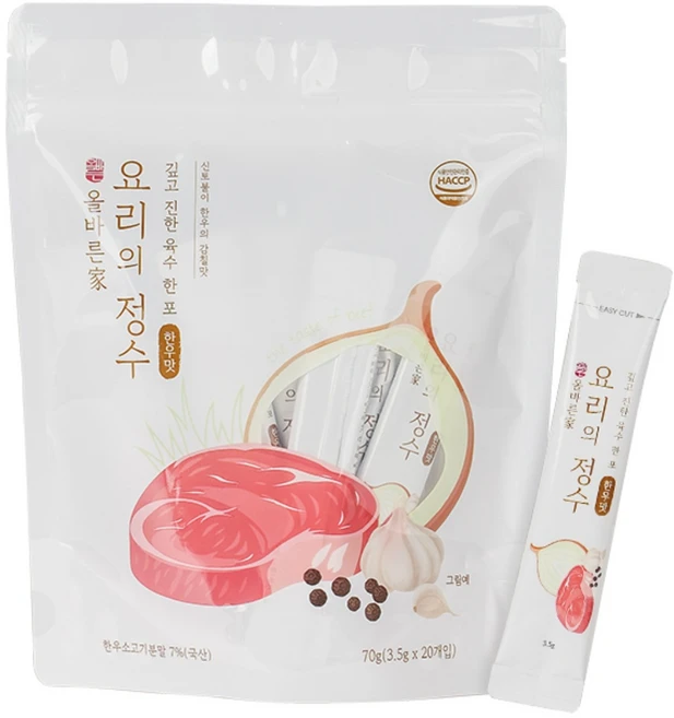 올바른가 요리의정수 스틱 분말육수 소고기 한우맛 20개입 1팩, 1개, 70g - 쿠팡