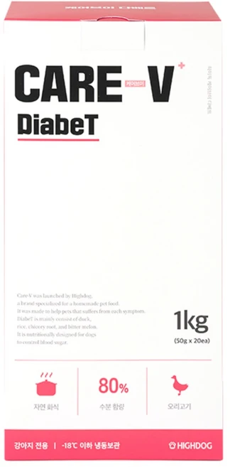하이독 생후 3개월령 이상 케어브이 다베트 강아지 냉동 화식사료, 오리, 1kg, 1개 - 쿠팡