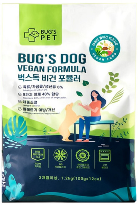 벅스독 벅스펫 비건포뮬러 강아지 저알러지 저지방 저단백 다이어트 비건 사료, 3개, 1.2kg, 곤충