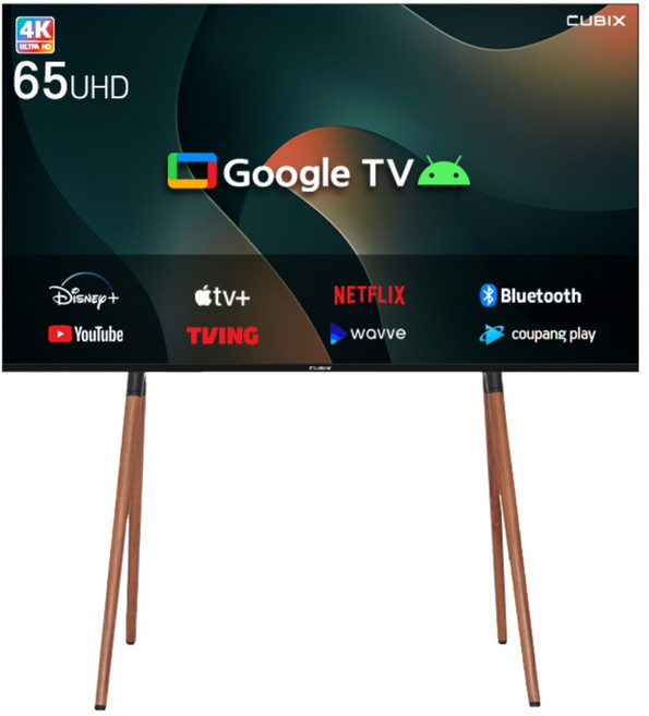 이젤큐빅스 65인치 QLED TV 구글 스마트 4K UHD 인테리어 안드로이드 티비 1등급, 방문설치