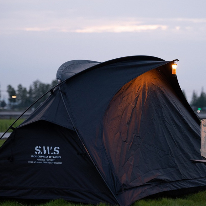 SWS 경량 싱글월 2인용 등산 캠핑 텐트 베스티블 사계절 자외선 차단 텐트 2인용 트레킹 경량 캠핑 방수, 블랙