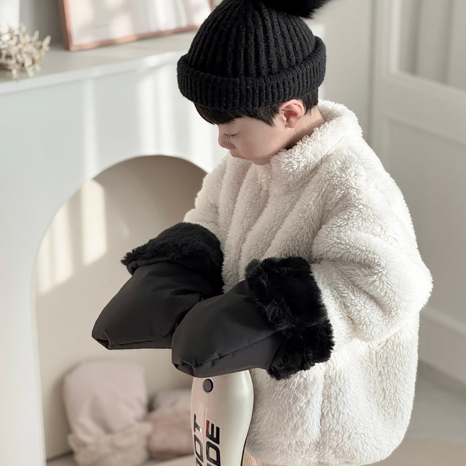 뚜뚜 아동용 킥보드 방수 장갑 자전거 방한 핸드머프, 1세트, 블랙