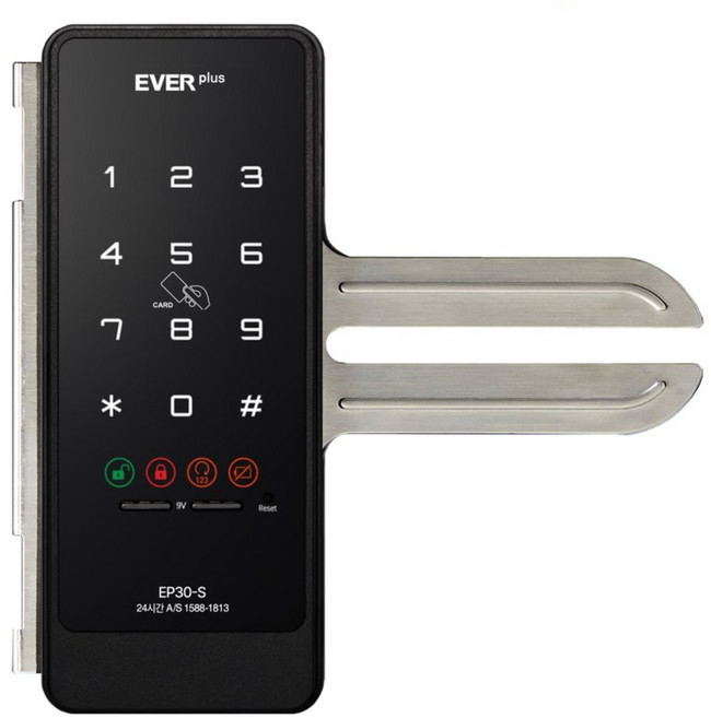 에버넷 유리문 도어락 강화유리문 에버플러스 EP30 블랙 고객직접설치 (번호전용), 방문설치, EP30-N(번호전용)