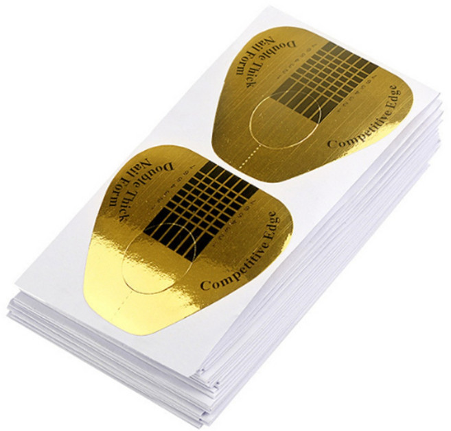 아크릴 폼 네일연장용 폼지 국가고시 연습용, 1개, 금색(100개입)