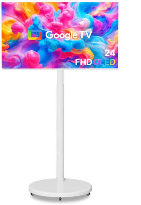 무빙큐빅스 스마트 24인치 FHD QLED 화이트에디션 삼탠바이미 X1시리즈 셋트 이동식 tv 거치대 삼텐바이미 스탠바이미 중소바이미, 고객직접설치, 스탠드형, 60cm(24인치)