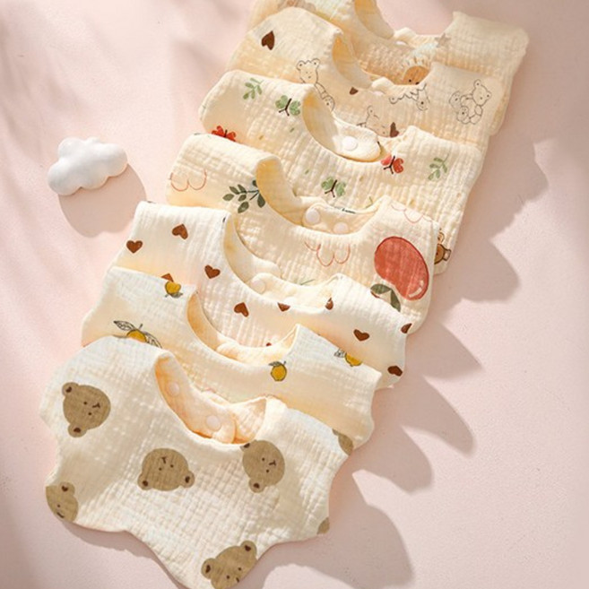 KC인증 몽실이 6겹 순면 요일턱받이 아기 신생아 이유식 여름 돌 선물 세트 선물포장