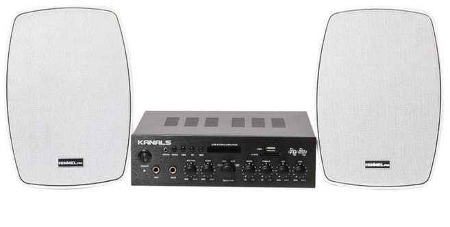 힘멜프로 매장용스피커 카페스피커앰프 스피커2통+앰프+PC선+스피커케이블30M 세트할인, 화이트(2통)