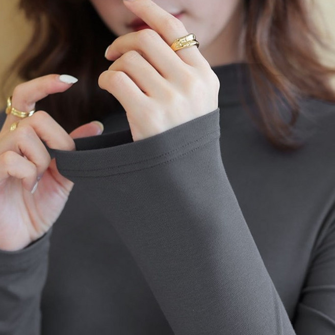 MINA STYLE 반폴라 모달 이너긴팔티 슬림 긴팔티셔츠 봄 가을 겨울 소프트 폴라티 여성